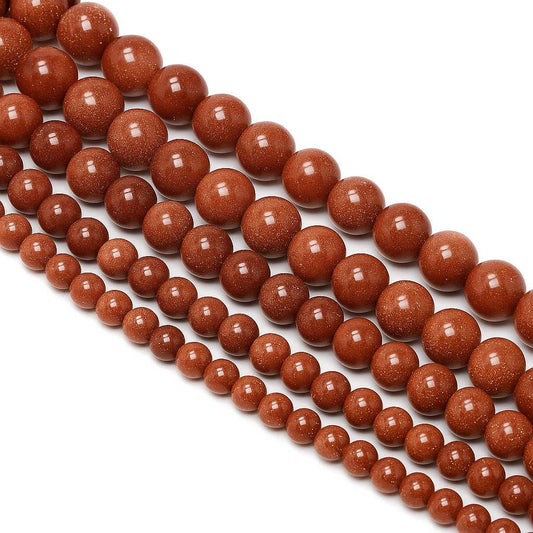 Goldstone Beads  4mm 6mm 8mm 10mm 12mm 14mm Smooth Round  14.5 Strand for Jewelry Making, Bracelets, Necklaces, Crafts