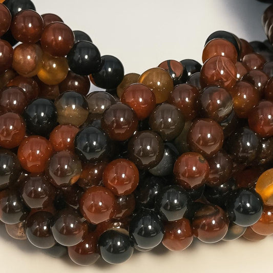 Reddish Brown Banded Agate Oval Beads, 18mm x 25mm, approx. 16 beads per strand- Natural Gemstone Beads