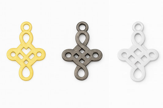 Mini Celtic Knot Connectors | 15x19mm Plated Copper Charms in Gold, Silver, Gunmetal | Pack of 10 Small Cross Pendants for Jewelry