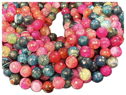Fire Agate Beads | Watermelon Faceted Round Gemstone Beads - 6mm 8mm 10mm 12mm  Available