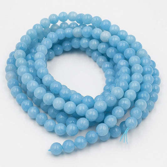 Faceted Jade Beads | Dyed Arctic Blue Round Gemstone Beads -6mm, 8mm, 10mm, 12mm Available
