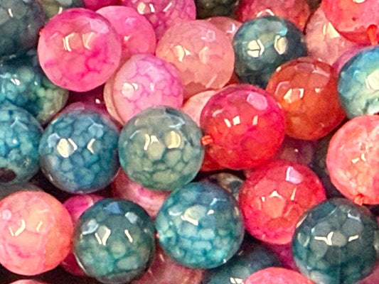 Fire Agate Beads | Watermelon Faceted Round Gemstone Beads - 6mm 8mm 10mm 12mm  Available
