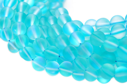 Turquoise Holographic Glass Beads: Synthetic Moonstone, Aura Quartz, Jewelry Supply
