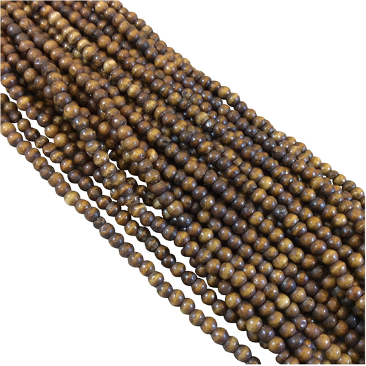 Natural Ox Bone Mixed Brown Round Bead Strand, 3mm, approx. 134 beads per strand