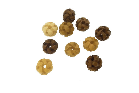 Cream Basket Woven Bone Beads: Handcrafted 10mm Round Beads (Pack of 10)