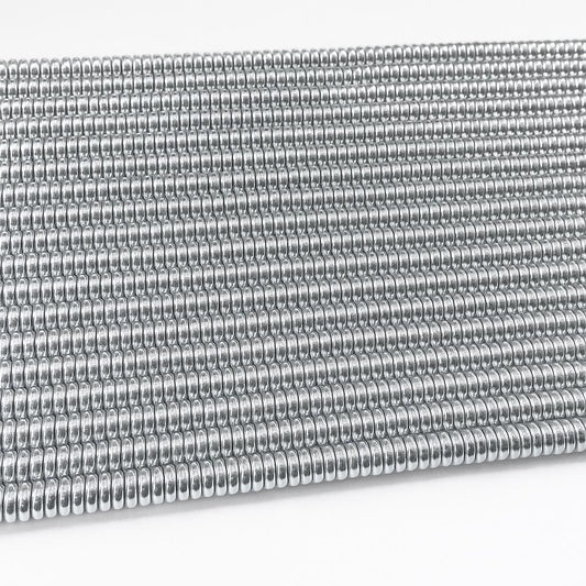 Silver Finish Hematite Spacer Beads: 6mm Round Disc, 16 Inch Strand