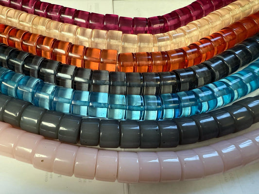 20×14mm Resin Heishi Beads  Large Beads 25pc Full Strand, Lightweight Chunky Statement Necklace Beads, Vibrant Caribbean Blue, Light Pink,