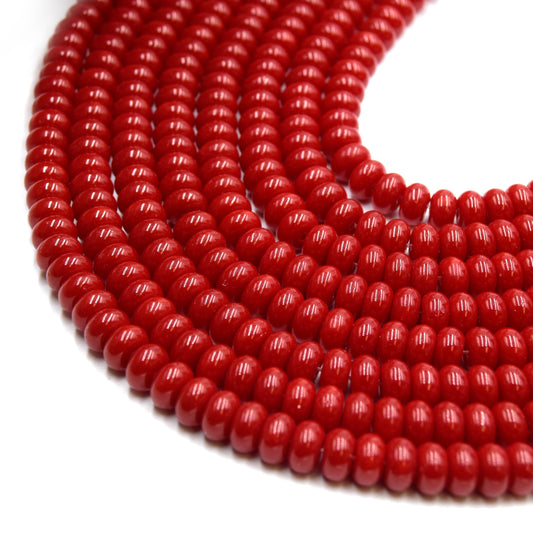 Red Glass Rondelle Beads - 6mm & 8mm