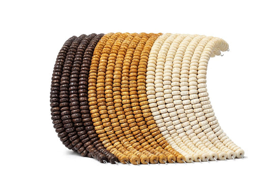 Bone Heishi Beads, Hand-Carved 14.5" Strand, Natural Boho Tribal Jewelry Making Supplies