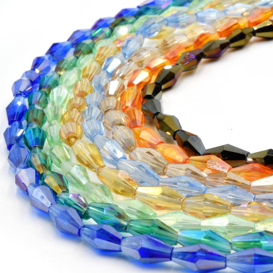 Faceted Chinese Crystal Beads: 8mm Bicone Shaped Glass Beads