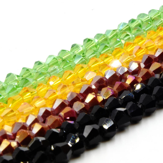 Faceted Chinese Crystal Beads: 4mm Fat Bicone Shaped Glass Beads