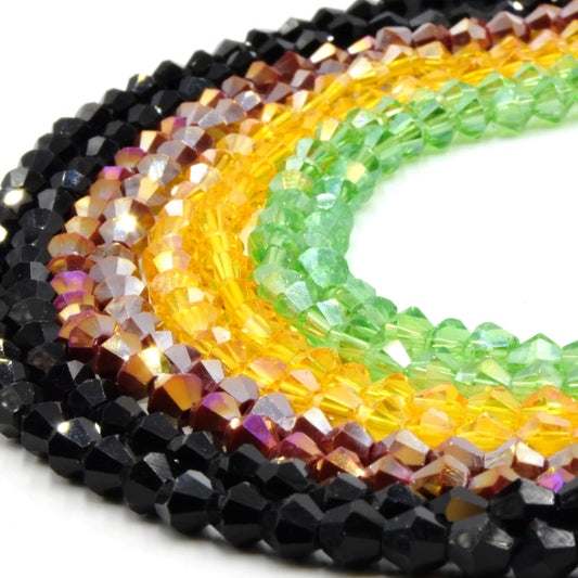 Faceted Chinese Crystal Beads: 4mm Fat Bicone Shaped Glass Beads