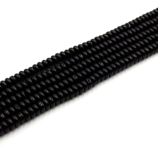 Black Glass Rondelle Beads - 6mm & 8mm