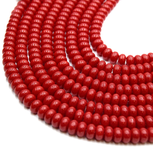 Red Glass Rondelle Beads - 6mm & 8mm