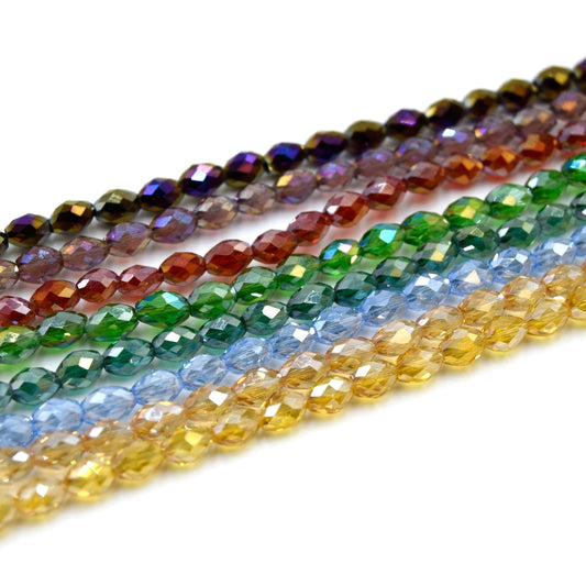 6mm Barrel Shaped Crystal Bead - Faceted Chinese Glass Beads
