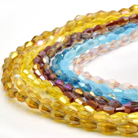 Faceted Chinese Crystal Beads: 6mm Bicone Shaped Glass Beads