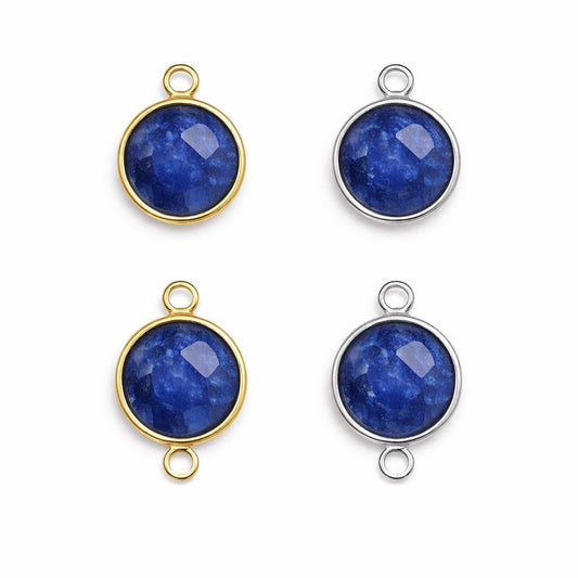 10mm Round Sapphire Bezels - 14k Gold Vermeil and Sterling Silver Pendants and Connectors for Permanent Jewelry - Non Tarnish Charms