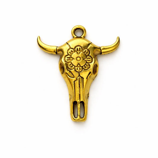 Steer Skull Pendant Charm  Bull Head Focal in Gold Silver Brass for Jewelry Making