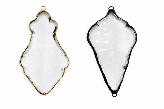 XL Clear Quartz Electroplated Pendant | 4.9" Gold or 5.5" Gunmetal