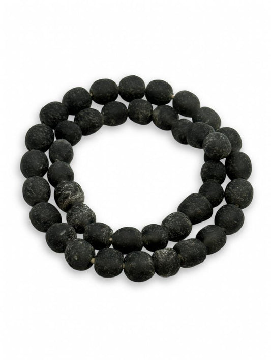 Recycled African Glass Beads | 12mm Round Rondelle Handmade Ghana