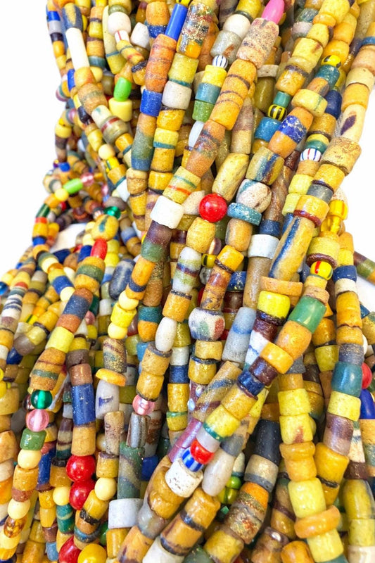 Ghanaian Multicolor Trade Beads – 36" Strand 8mm Assorted Shape Ghana Glass Beads