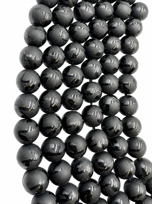 Matte Carved Black Onyx Beads 8mm | Natural Gemstone Loose Beads for Jewelry Making
