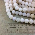 12mm Matte Finish Smooth Round White Crackle/Veined Agate Beads - 15" Strand (Approximately 33 Beads) - Natural Semi-Precious Gemstone