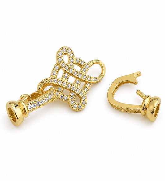 Luxury CZ Knot Clasp Set/Designer-Inspired Jewelry Clasp