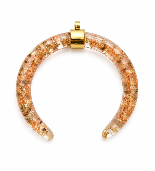 Large Crescent Moon Resin Pendant | Rose Gold Orgonite Statement Charm