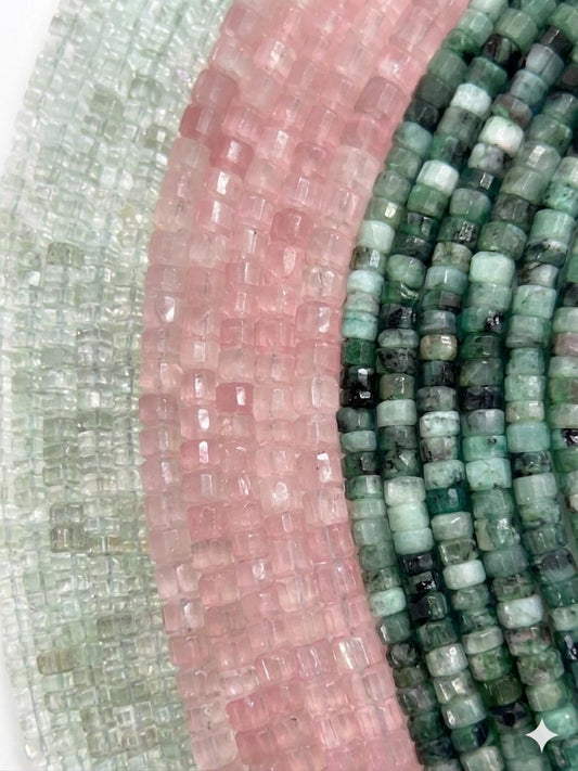 Natural Gemstone Faceted Heishi Beads Mix