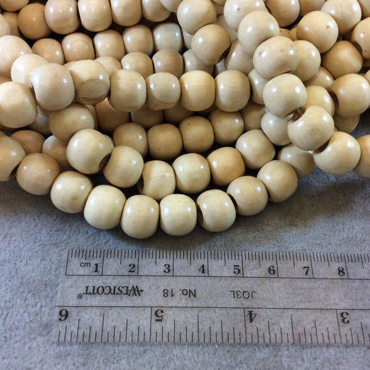 12mm Pine/Cream Natural Wood Round/Ball Beads with 4mm Hole - 15" Strand (Approx. 36 Beads) - Sold by the Strand