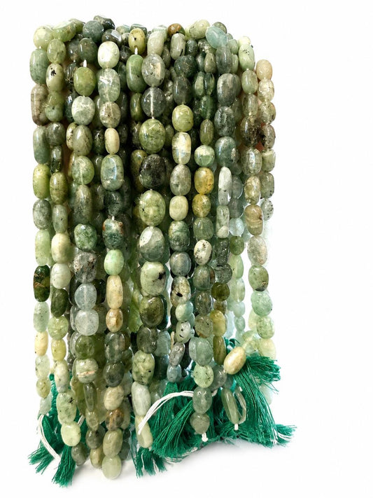 Moss Aquamarine Nugget Beads 7x10mm