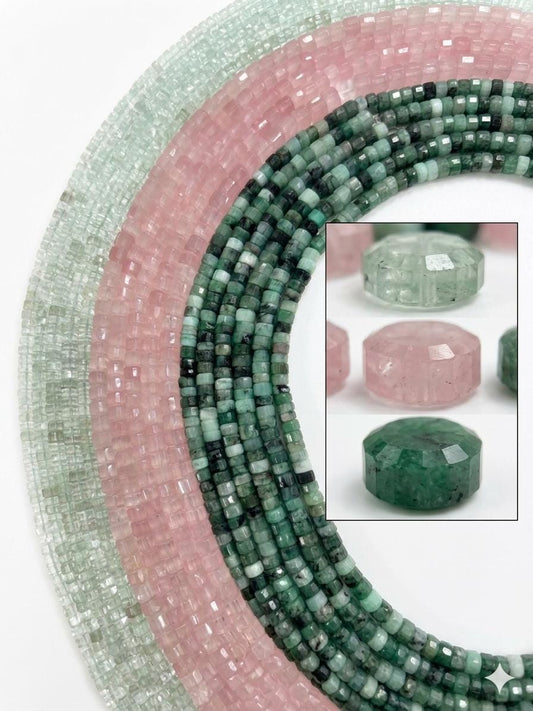 Natural Gemstone Faceted Heishi Beads Mix