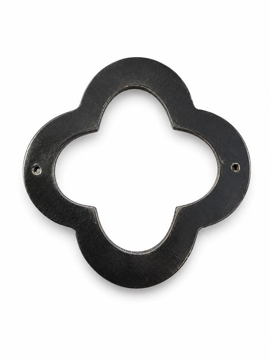 Black Quatrefoil Connector Component  Open Center Clover Frame Pendant, Jewelry Making Supply