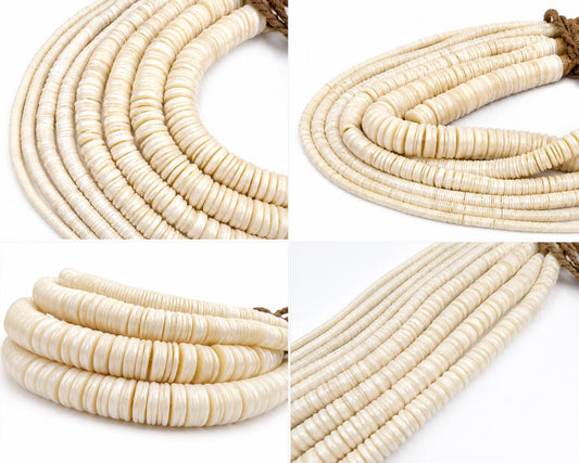 Flat Disc Shell Beads  Ivory White Beach Style Jewelry Beads