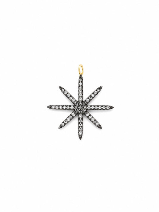 CZ North Star Pendant Charm  Gunmetal Gold Bail  Sparkling Celestial Jewelry Supply