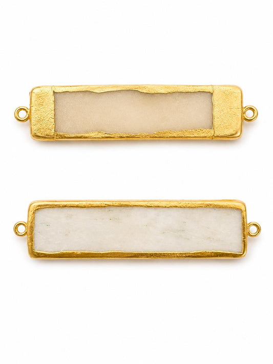 Gold Electroplated Bone Connectors | Natural Bone Rectangle Links