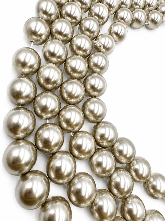 Faux Pearl Round Beads  Metallic Silver Glossy Imitation Jewelry Making Supplies
