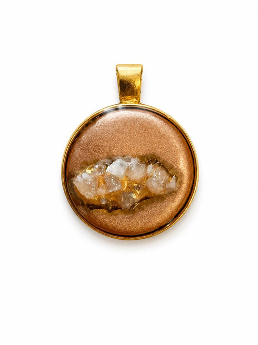 Faux Crystalline Opalite Round Pendant