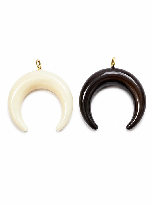 Crescent Horn Pendant, Acrylic Moon Pendant with Gold Bail