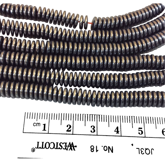Hematite Smooth Round/Disc Spacer Beads in Gunmetal, Gold, Light Gold, and Silver - Available in 4mm, 6mm, 8mm, 10mm Sizes - 14.5" Strand"