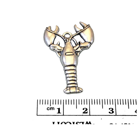 Pendant 1.5" Long Tibetan Silver Detailed Lobster Shaped Focal Charm/Pendant - 21mm x 39mm with Attached Ring - Sold in pack of 5(A13260)