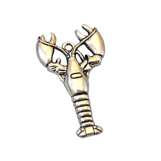 Pendant 1.5" Long Tibetan Silver Detailed Lobster Shaped Focal Charm/Pendant - 21mm x 39mm with Attached Ring - Sold in pack of 5(A13260)