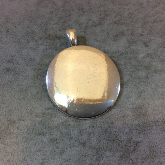 1.75" Long Tibetan Silver Plain Round/Circle Medallion Shaped Focal Pendant - 45mm x 45mm with Attached Bail - Sold Individually (A19966)