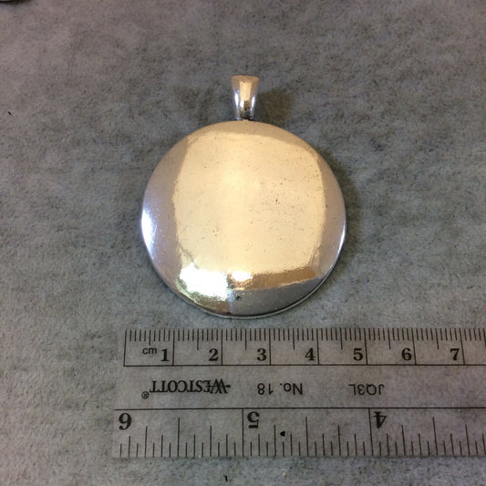 1.75" Long Tibetan Silver Plain Round/Circle Medallion Shaped Focal Pendant - 45mm x 45mm with Attached Bail - Sold Individually (A19966)