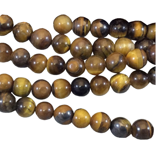 6mm Smooth Golden Brown Tiger Eye Round/Ball Shape Beads - 15.25" Strand (Approximately 65 Beads) - Natural Hand-Strung Gemstone Bead Strand