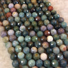 8mm Natural Fancy Jasper Faceted Round/Ball Shaped Beads with 2.5mm Holes - 7.75" Strand (Approximately 25 Beads) - LARGE HOLE BEADS