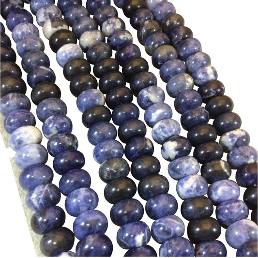 Sodalite Rondelle / rondels natural Beads 8 x 12mm, 1mm Holes, 16” Strand (51 Beads) for Jewelry Making