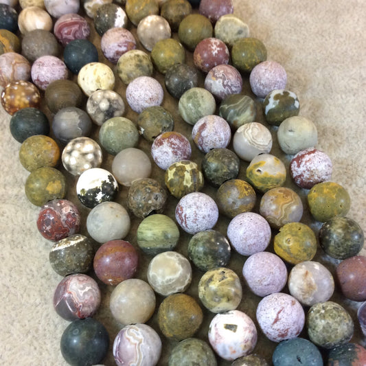 Matte Ocean Jasper Beads: 10mm Round Gemstone, Large Hole (7.75" Strand)