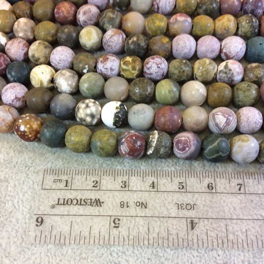 Matte Ocean Jasper Beads: 10mm Round Gemstone, Large Hole (7.75" Strand)
